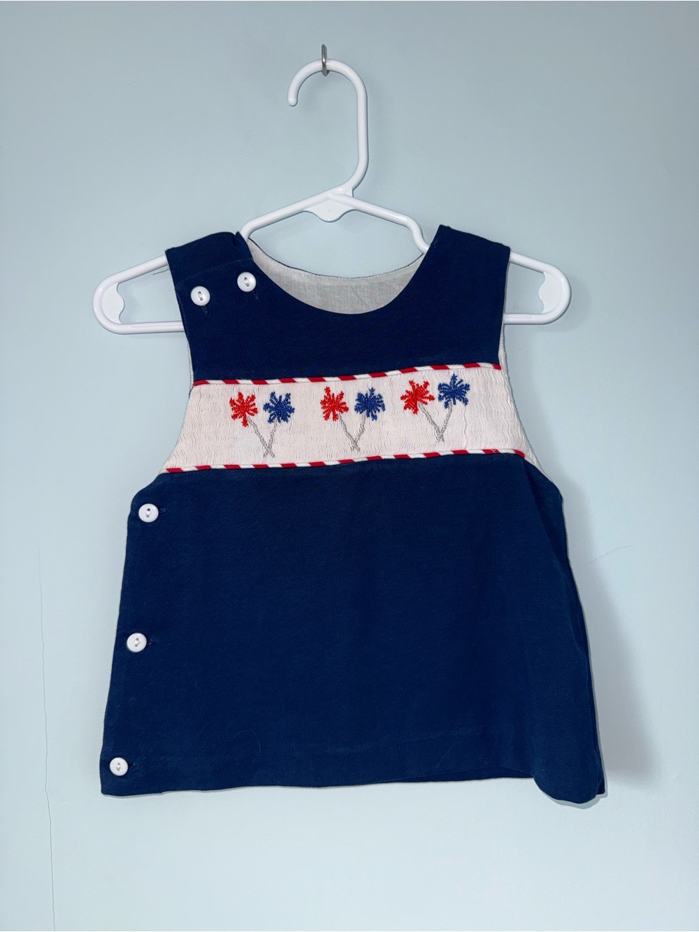 Navy Floral-Embroidered Toddler Tank Top